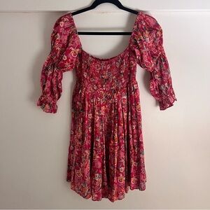 Misa Los Angeles Floral Mini Dress - Red and Pink